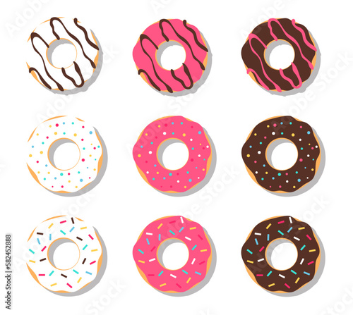 Set of donuts background.Eps 10 vector.
