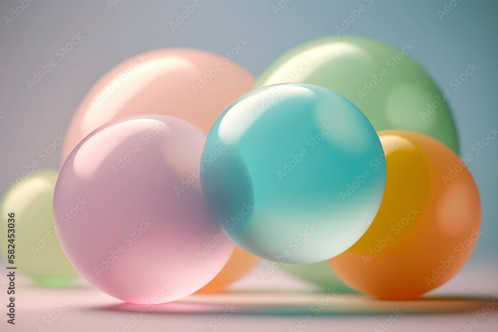 Abstract pastel color glass spheres. Generative ai Abstract pastel color glass spheres. Generative ai