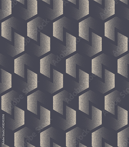 Eye Catched Graphic Seamless Pattern Vector Dot Work Trendy Abstract Background. Endless Stylish Wrapping Paper Texture. Repetitive Old Fashioned Textile Print. Halftone Art Boundless Abstraction