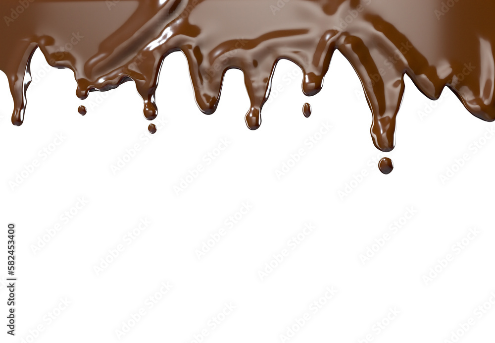 Chocolate Liquid dripping melt on top isolate on white background. 3D Rendering. PNG files Chocolate Liquid dripping melt on top isolate on white background. 3D Rendering. PNG files