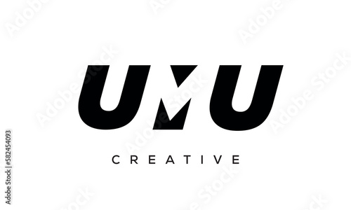 UMU letters negative space logo design. creative typography monogram vector 