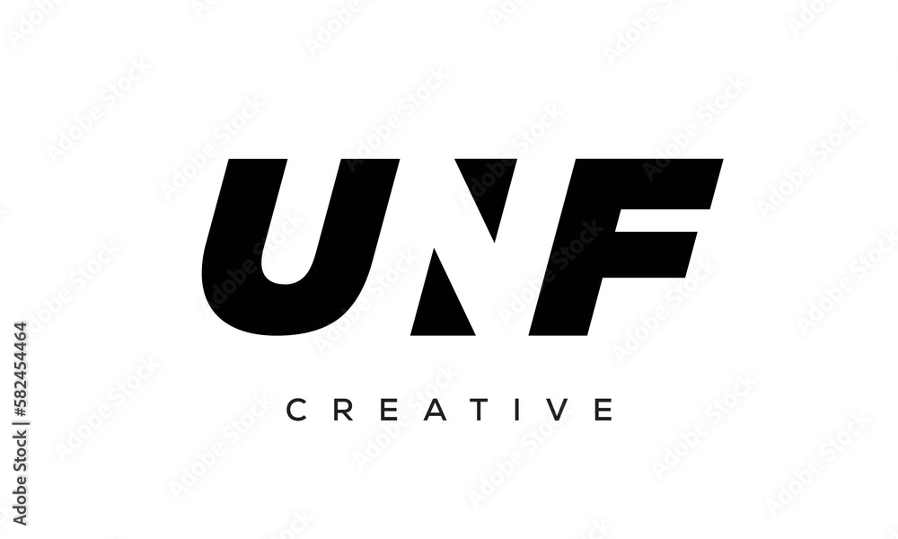 UNF letters negative space logo design. creative typography monogram vector UNF letters negative space logo design. creative typography monogram vector