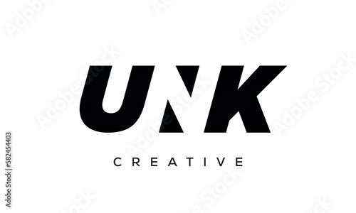 UNK letters negative space logo design. creative typography monogram vector 