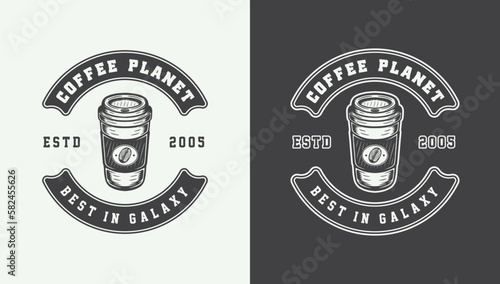 Set of vintage retro coffee emblem, logo, badge, label. mark, poster or print. Monochrome Graphic