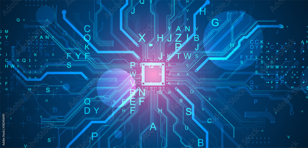 Obraz premium CPU concept. Circuit board. Technology background.