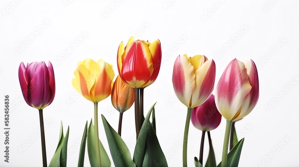 Naklejka premium Spring Tultips on the white background