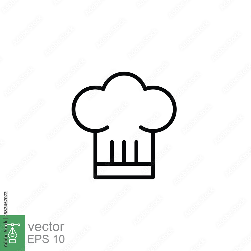 Chef hat line icon. Simple outline style. Toque, chef, cook, table, restaurant concept. Vector illustration isolated on white background. EPS 10. Chef hat line icon. Simple outline style. Toque, chef, cook, table, restaurant concept. Vector illustration isolated on white background. EPS 10.