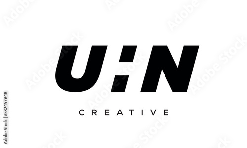 UHN letters negative space logo design. creative typography monogram vector 