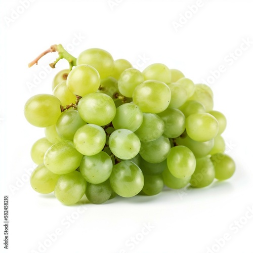 An isolated bunch of green grapes on a white background Generative AI