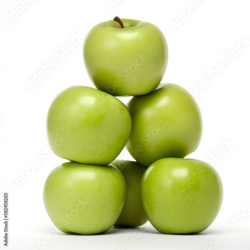 An isolated bunch of green apples on a white background Generative AI
