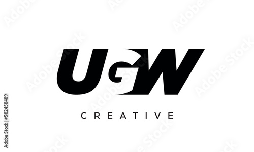 UGW letters negative space logo design. creative typography monogram vector 