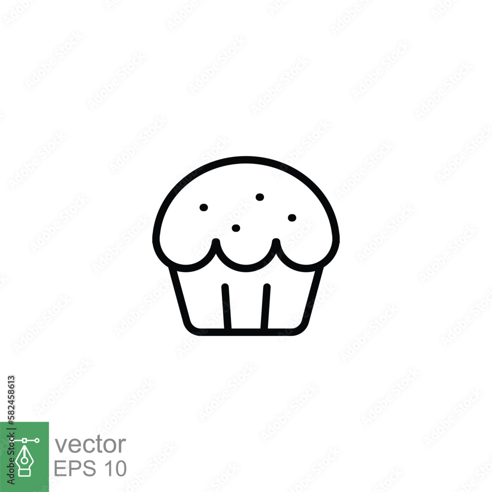 Cupcake icon. Simple outline style. Bakery, cake, dessert, muffin, kitchen, restaurant concept. Thin line symbol. Vector illustration isolated on white background. EPS 10. Cupcake icon. Simple outline style. Bakery, cake, dessert, muffin, kitchen, restaurant concept. Thin line symbol. Vector illustration isolated on white background. EPS 10.