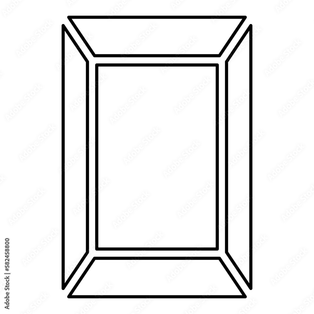 Template picture rectangular contour outline line icon black color vector illustration image thin flat style