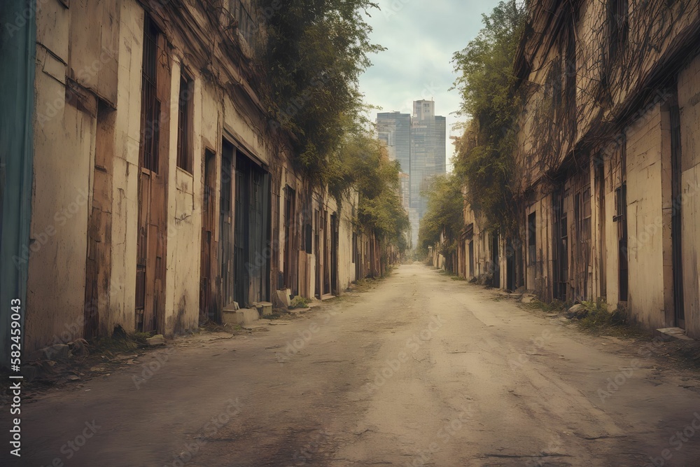 abandon city and road, generative art by A.I