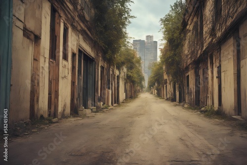 abandon city and road, generative art by A.I © Flash