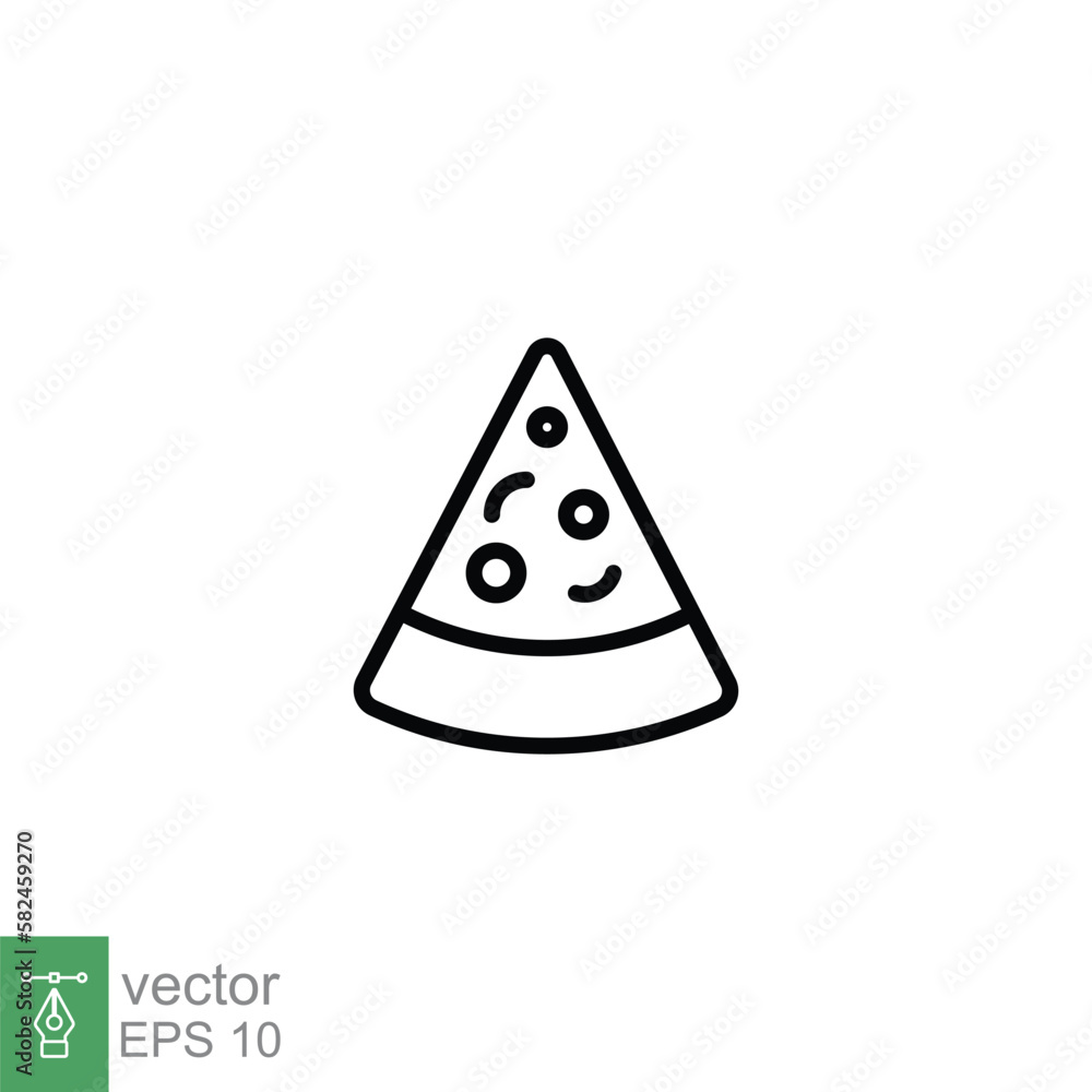 Pizza slice line icon. Simple outline style. Pizza, fast food, junk ...
