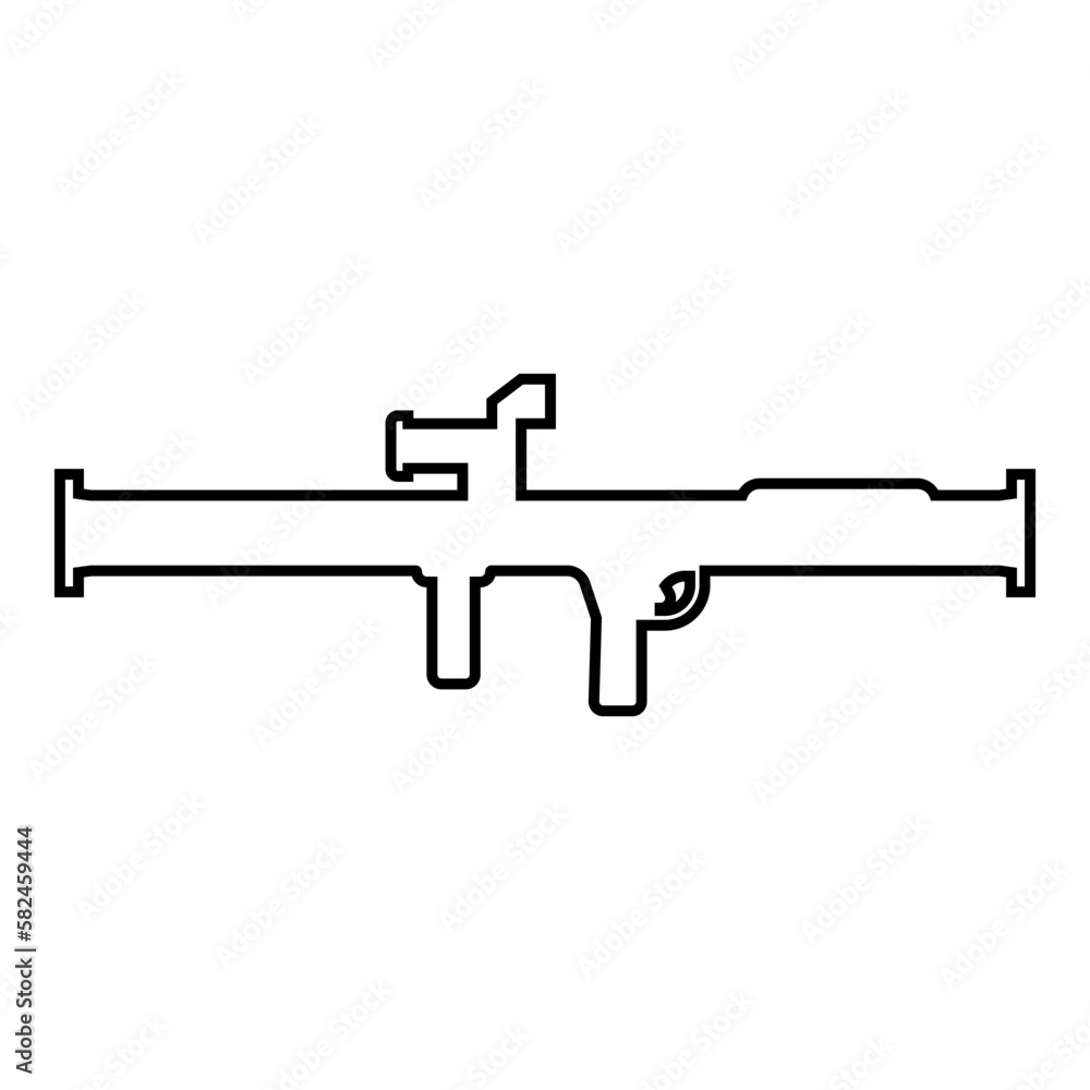Store grenade launcher bazooka gun rocket system contour outline line icon black color vector illustration image thin flat style Store grenade launcher bazooka gun rocket system contour outline line icon black color vector illustration image thin flat style