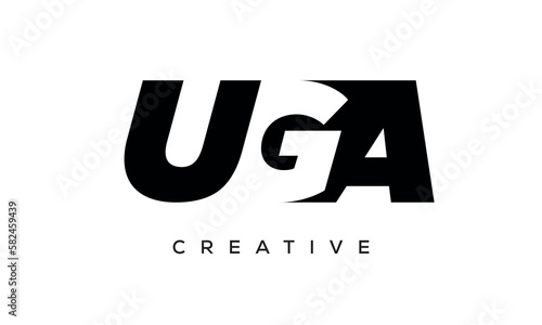 UGA letters negative space logo design. creative typography monogram vector	 photo