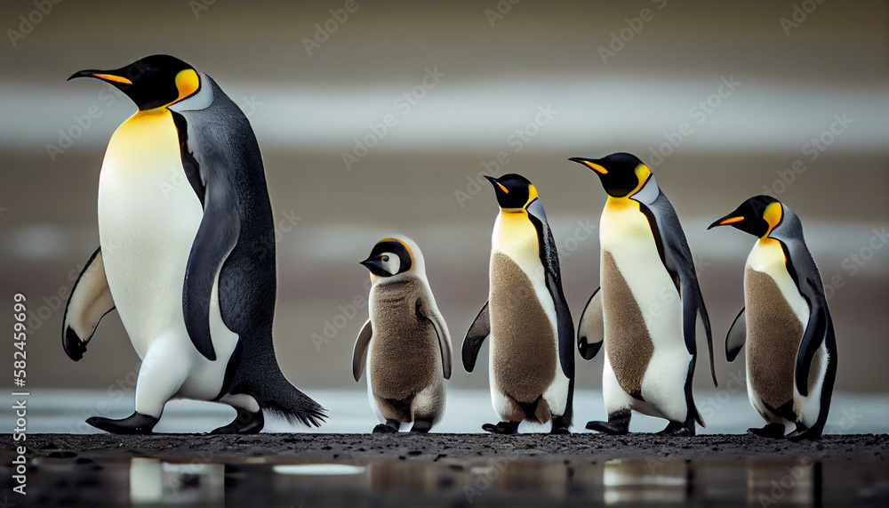 Fototapeta premium Emperor Penguins with chick