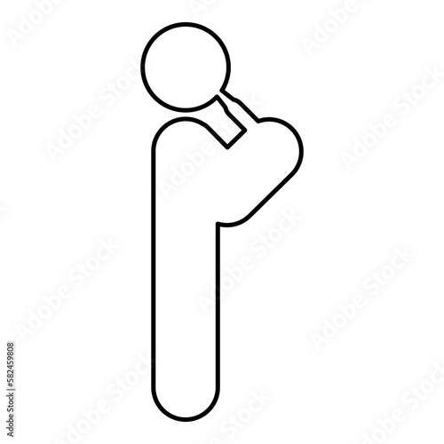 Man drinking alcohol from bottle of beer wine drunk people concept stick use beverage drunkard booze standing contour outline line icon black color vector illustration image thin flat style