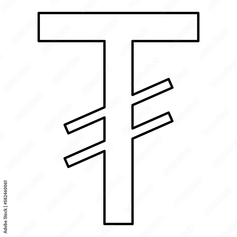 Symbol Tugrik Mongolia currency MNT money contour outline line icon black color vector illustration image thin flat style Symbol Tugrik Mongolia currency MNT money contour outline line icon black color vector illustration image thin flat style