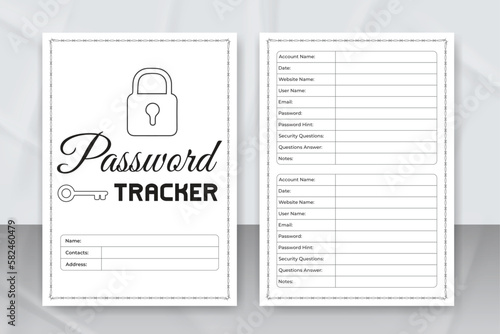 Password tracker and website information notebook KDP interior. Password tracker journal KDP interior. Website password tracker logbook interior template
