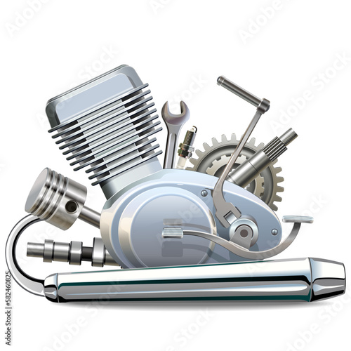Vector Motorcycle Motor Parts Concept