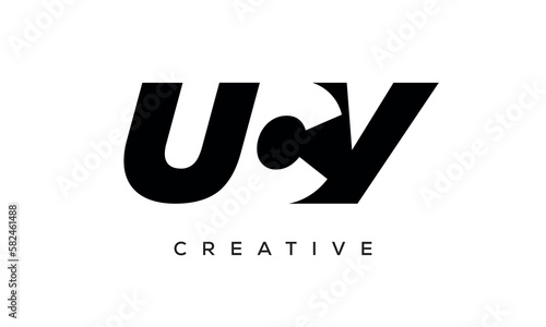 UCV letters negative space logo design. creative typography monogram vector	 photo