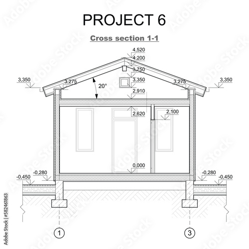 Vector architectural project of a private house