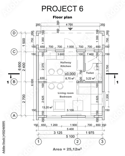 Vector architectural project of a private house