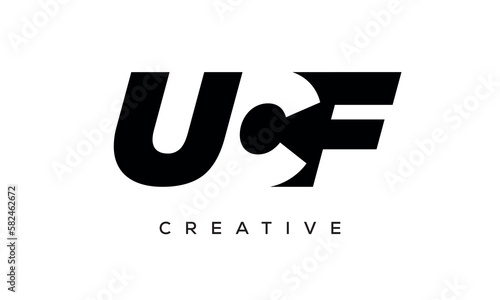 UCF letters negative space logo design. creative typography monogram vector	 photo