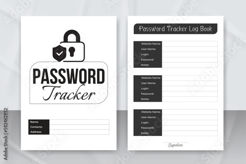 Password tracker log book KDP interior. Password tracker notebook template. Website information tracker journal. KDP interior logbook.