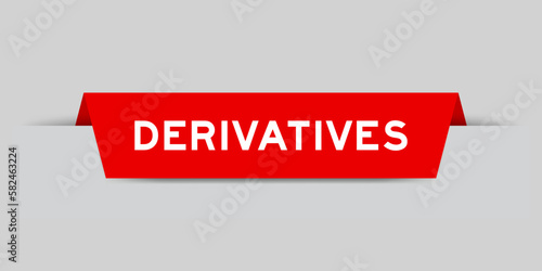 Red color inserted label with word derivatives on gray background