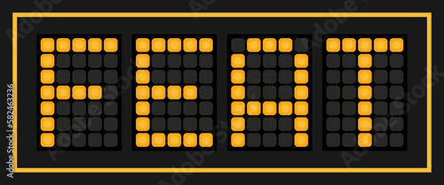 Orange color led banner in word feat on black background