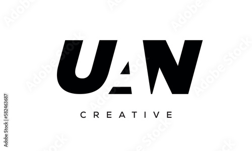 UAN letters negative space logo design. creative typography monogram vector 