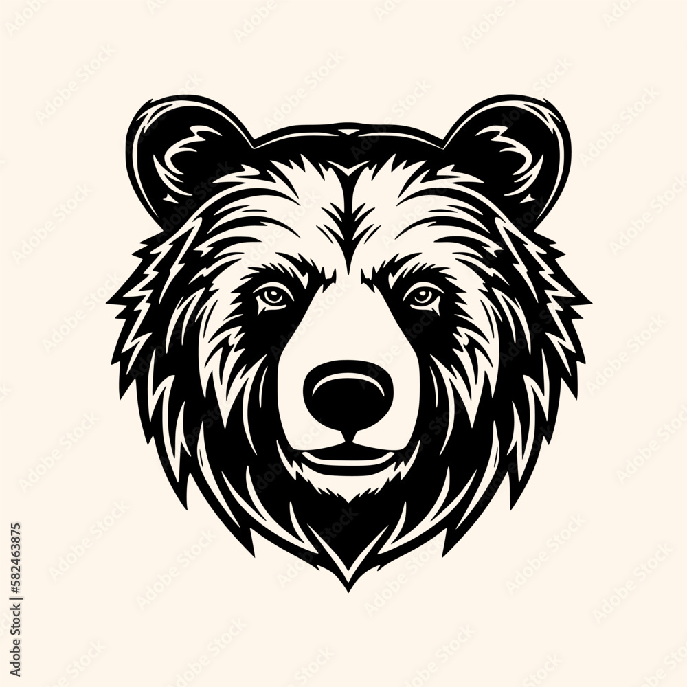 Bear vector for logo or icon, drawing Elegant minimalist style,abstract style Illustration