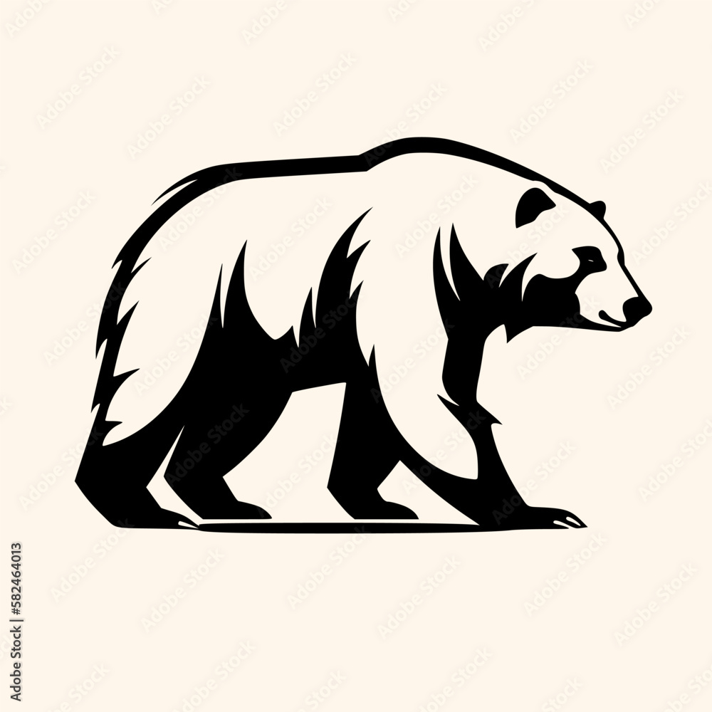 Fototapeta premium Bear vector for logo or icon, drawing Elegant minimalist style,abstract style Illustration