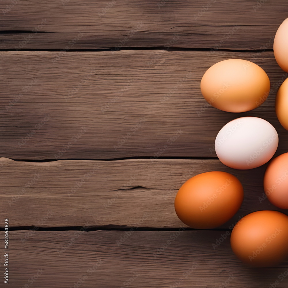 Chicken eggs on brown boards. Still life of red and white eggs for Easter. Still life photography with food, top view. Chicken eggs on brown boards. Still life of red and white eggs for Easter. Still life photography with food, top view.