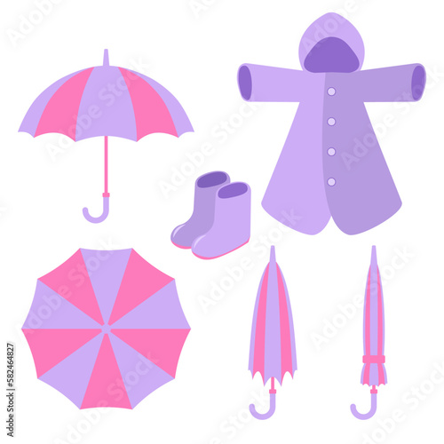 雨具のイラストセット