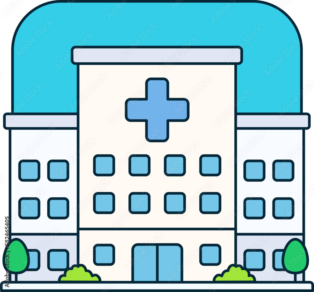 Obraz premium Hospital Medical Clinic Building Healthcare Emergency Tower Treatment Colored Outline