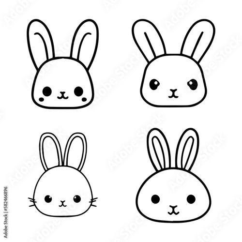 A collection of cute and charming kawaii bunny rabbit illustrations  hand-drawn in a delightful style. Perfect for animal lovers and children s designs