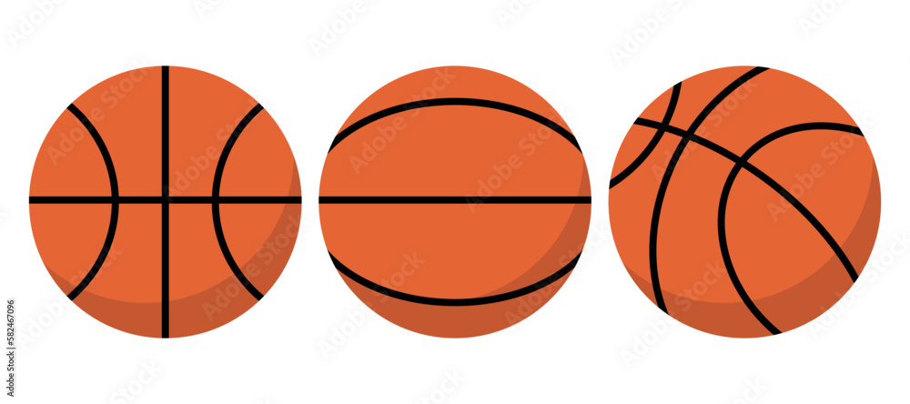 Basketball ball flat icons set. Vector illustration.