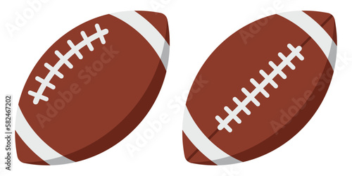 American football ball flat icons set. Vector illustration.