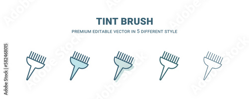 tint brush icon in 5 different style. Outline, filled, two color, thin tint brush icon isolated on white background. Editable vector can be used web and mobile