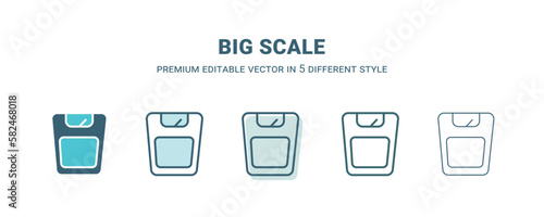 big scale icon in 5 different style. Outline, filled, two color, thin big scale icon isolated on white background. Editable vector can be used web and mobile