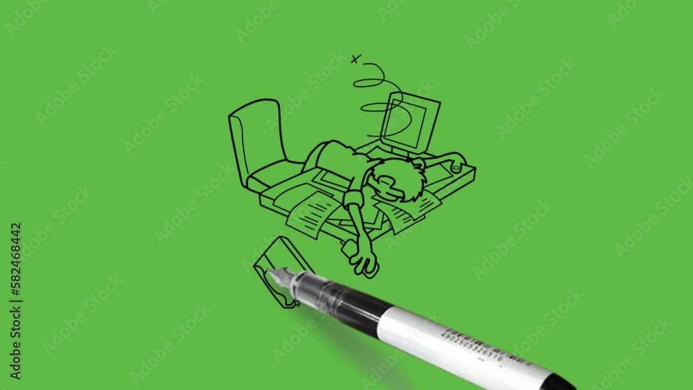 Draw young man lay down unconscious on working table some objects scattered on floor wear shirt, trouser with black outline on abstract green background
Draw young man lay down unconscious on working table some objects scattered on floor wear shirt, trouser with black outline on abstract green background