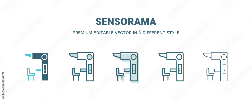 sensorama icon in 5 different style. Outline, filled, two color, thin sensorama icon isolated on white background. Editable vector can be used web and mobile sensorama icon in 5 different style. Outline, filled, two color, thin sensorama icon isolated on white background. Editable vector can be used web and mobile