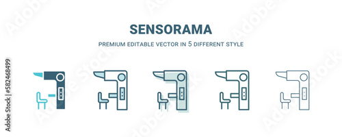 sensorama icon in 5 different style. Outline, filled, two color, thin sensorama icon isolated on white background. Editable vector can be used web and mobile