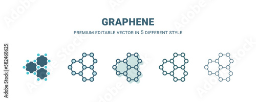 graphene icon in 5 different style. Outline, filled, two color, thin graphene icon isolated on white background. Editable vector can be used web and mobile