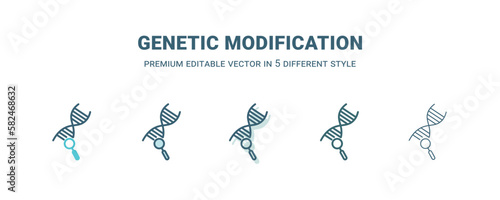 genetic modification icon in 5 different style. Outline, filled, two color, thin genetic modification icon isolated on white background. Editable vector can be used web and mobile